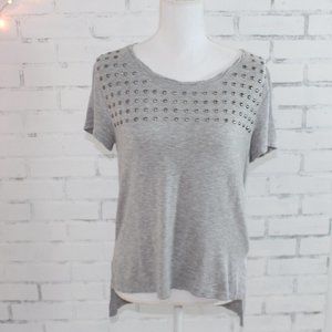 Forever 21 Grey Studded Short Sleeve Tshirt